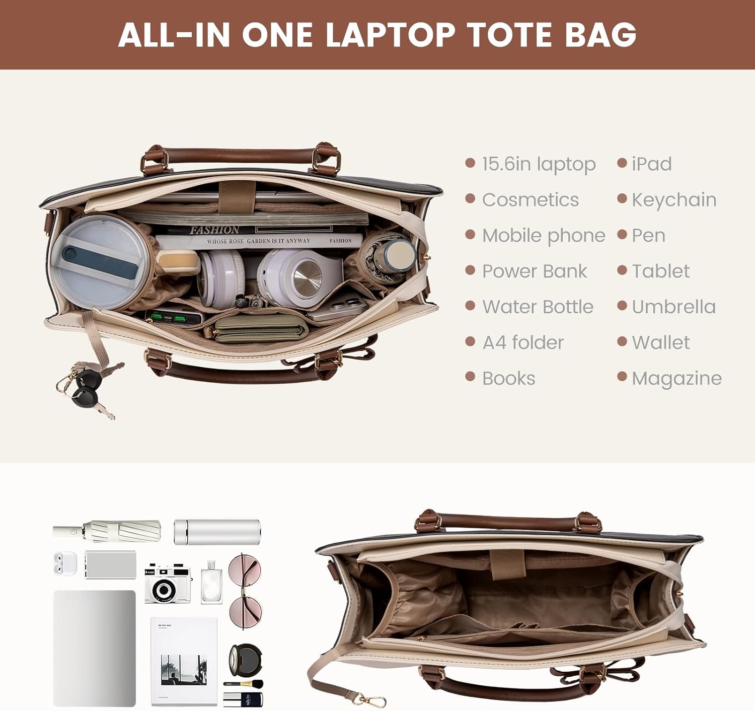 LOVEVOOK Waterproof Laptop Tote Bag for Women - Image 3