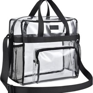 Bagenius Clear Tote Bag Stadium Approved, 12x6x12 Game Day Clear Satchel Bag with Shoulder Strap for Concert Work and Sports