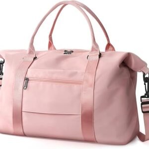 TOPBAG Travel Duffle Bag, Waterproof Weekender Carry On Tote Bags for Women, Sport Gym Bag for Men, Hospital Bag for Labor and Delivery, Overnight Luggage Bag with Trolley Sleeve Coral Pink
