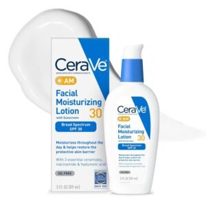 CeraVe AM Facial Moisturizing Lotion SPF 30, Daily Oil-Free Face Moisturizer, Fragrance-Free | Hyaluronic Acid, Niacinamide & Ceramides, Non-Comedogenic Broad Spectrum Sunscreen, 3 Oz