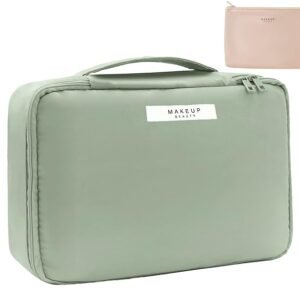 Queboom Travel Makeup Bag Cosmetic Bag Makeup Bag Toiletry bag for women and men (Green)