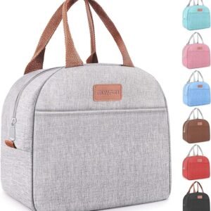 Lunch Bag for Women & Men Adult Insulated Lunch Box, Small Leakproof Cooler Food Lunch Containers Reusable High Capacity Lunch Tote Bags for Work, Travel, Outdoor (Grey)