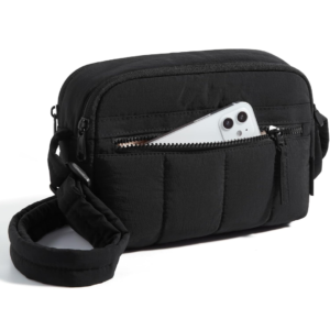 BAGSMART Cross Body Purse, Mini Crossbody Bags for Women Travel Purse, Puffy Shoulder Handbag Wallet with RFID Blocking Slots, Black-small