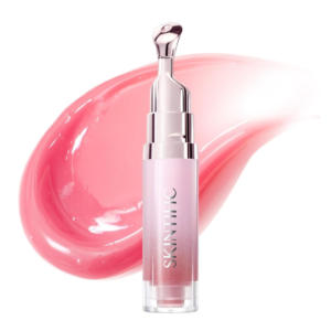 SKINTIFIC Peptide Brightening Lip Serum, Hydrating & Plumping Tinted Lip Gloss, Moisturizing Lip Balm with Polypeptides & Squalane for Glossy Sheer, Smooth Lips(01 Baby Pink)