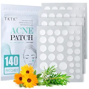 Pimple Patch Acne Patch, 4 Sizes 140 Patches Acne Absorbing Cover Patch, Hydrocolloid Invisible Acne Patches for Face Zit Patch Acne Dots Tea Tree, Calendula Oil