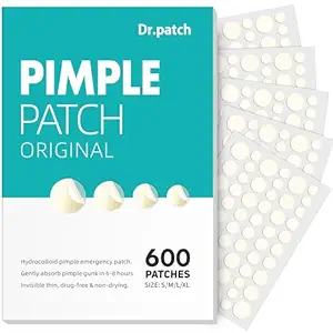 600 Counts Pimple Patches - Hydrocolloid Acne Patches for face, Pimple Stickers for Covering Zits and Blemishes, Gentle for All Skin Types(4 Size)