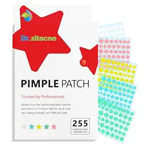Pimple Patches for Face, Star Hydrocolloid Acne Patches Professional 255 ct. 5 Colors & 5 Sizes(8/10/12/14/16mm) Suit Various Blemish, Cute Spot Stickers Invisible Zit Absorbing, Tea Tree