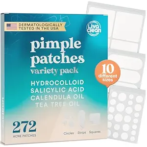 Large Pimple Patches for Face, 10 Sizes Big Acne Patches, Hydrocolloid Bandages for Body, Chin, Forehead and Nose,  Hydrocolloid Patch for Blemish Zit Breakouts, Square Strip Dot, 272 Count