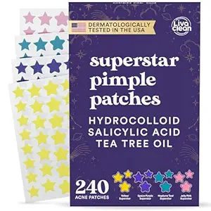 Star Pimple Patches for Face w/ Hydrocolloid, Tea Tree oil & Salicylic Acid - Zit Stickers, Hydrocolloid Acne Patches for Face - Cute Pimple Patch, Acne Stickers | w/Hydrocolloid, Salicylic Acid, Tea Tree, Healing Stickers, Zit Superstar