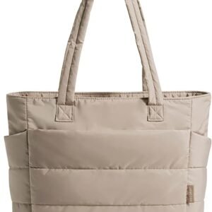 BAGSMART Tote Bag for Women, Lightweight Puffy Tote Bag with Compartments Shoulder Bag Handbag for Travel, Work, Gym | Lightweight, Puffy, Quilted, for Travel, Work