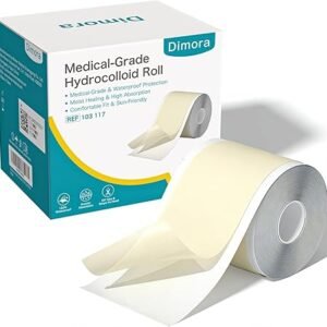 Medical Grade Hydrocolloid Bandage Roll (2in*16ft), Highly Absorbent Hydrocolloid Dressings for Wound Care, Burn, Blister, Pimple Patches for Acne Care, Waterproof & Cut to Size