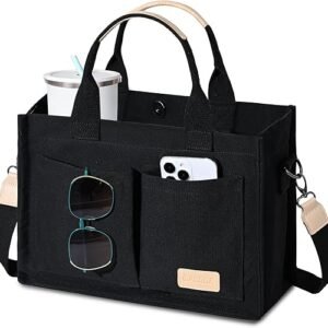 Canvas Tote Bag for Women Crossbody Work Purse with Pockets Top Handle Handbag Satchel Bags for Travel Nurse Teacher
