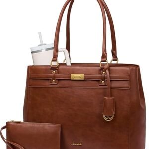 LOVEVOOK Laptop Tote Bag for Women, 15.6 Inch Waterproof Leather Work Computer Bag, Large Business Office Briefcase Shoulder Handbag Purse Gifts for Women