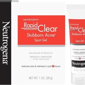 Neutrogena Rapid Clear Stubborn Acne Spot Treatment Gel, Maximum Strength 10% Benzoyl Per-oxide Treatment Medication for Acne Prone Skin, Pimple Cream Reduces Size & Redness, 1 oz