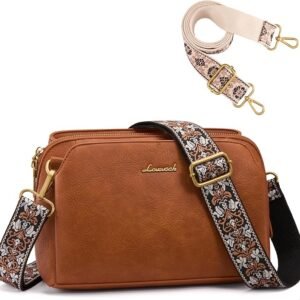 LOVEVOOK Crossbody Bags for Women with 2Pcs Adjustable Strap, Leather Small Purses with RFID Blocking Slots, Shoulder Handbag