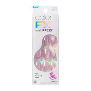 Kiss colorFX by Impress Press On Nails , ?Starry?, Solid Light Pink with Pearlescent Finish, Short Oval, IMPROVED adhesive, Includes 30 Fake Nails, Prep Pad, 1 Manicure Stick, 1 Mini Nail File