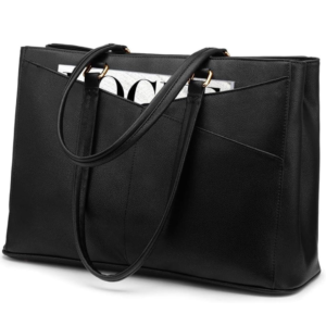 LOVEVOOK Laptop Tote Bag for Women 15.6 Inch Waterproof Leather Computer Bags Business Office Work Briefcase Black