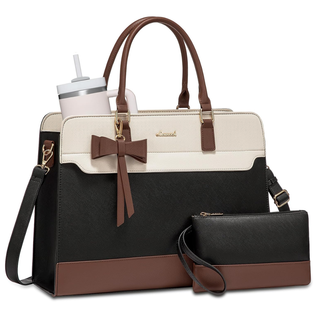 LOVEVOOK Laptop Tote Bag for Women,Leather Work Bag, Waterproof Business Teacher Bag,Large Computer Handbag Purse Briefcase,Office Gifts for Women