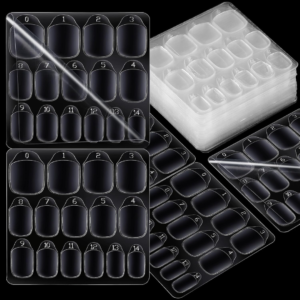 Teenitor 600pcs Press on Nail Adhesive Tabs, 15 Sizes of Nail Stickers for Press ons, Press on Nails Glue Stickers Press on Nail Sticky Tabs, Clear/Yellow