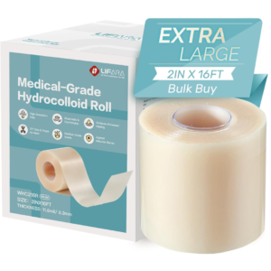 Hydrocolloid Roll for Wound Care - Cut-to-Size, Hydrocolloid Patch Bandages with Self-Adhesive, Ultra Absorbent & Waterproof, First Aid Kit Essential (11.8mil/ 0.3mm Thickness, 2in*16ft)