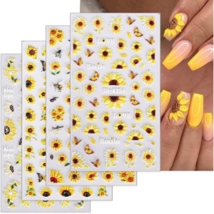 Sunflower Nail Art Stickers 5D Embossed Floral Decals
